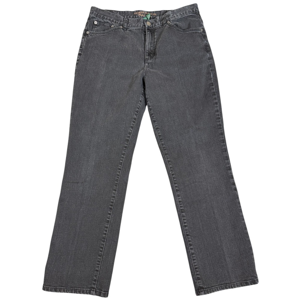 LRL Ralph Lauren Jeans Co Women Size 12 Black Denim Jeans Classic‎ Straight Leg